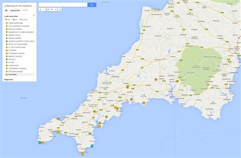Mappa del sud-ovest dell'Inghilterra con evidenziate le aree di Devon e Cornovaglia