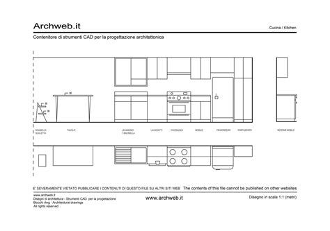 Layout di una cucina di bordo con frigorifero fisso