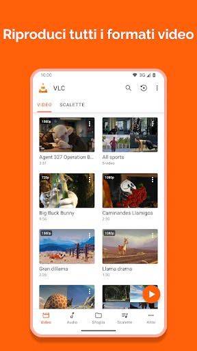Screenshot dell'interfaccia di VLC per Android