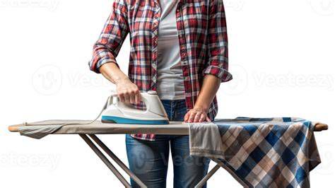 Person ironing clothes on an ironing board