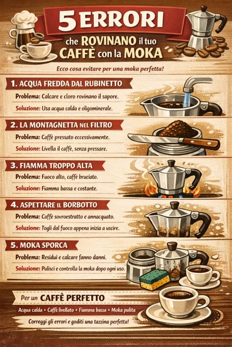 Schema: errori comuni nella preparazione della mousse al caffè e soluzioni