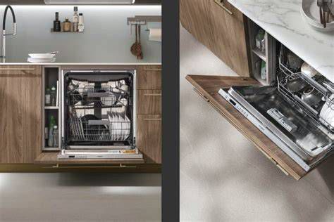 Cucina moderna con lavastoviglie Smeg da incasso perfettamente integrata