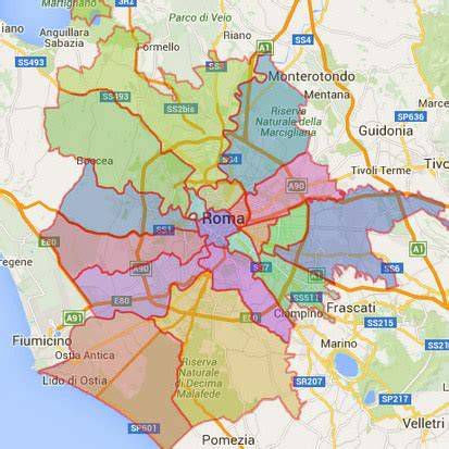 Mappa del territorio di Roma e provincia coperto dal servizio