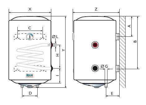 schema tecnico scaldabagno verticale 100 litri