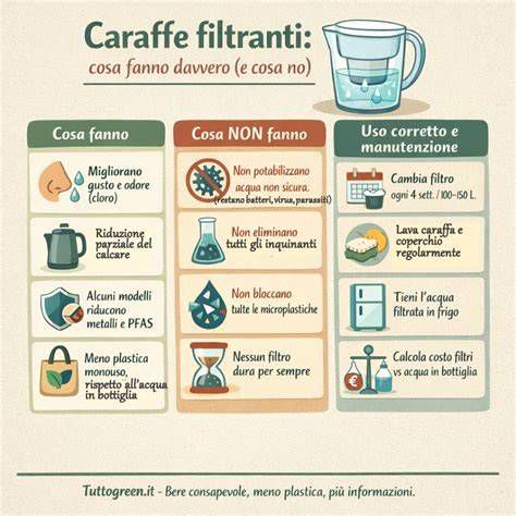 Infografica sul risparmio di plastica utilizzando caraffe filtranti