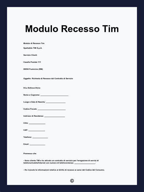 documenti legali e procedure di recesso