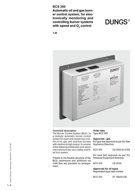 Schema del Burn Control System (BCS)