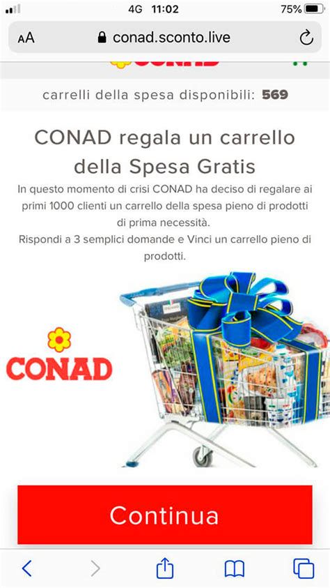 Carrello della spesa online con logo Conad
