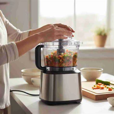 Famiglia che cucina con un robot da cucina
