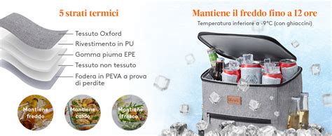 Borsa frigo da viaggio in uso in diversi contesti (spiaggia, picnic, auto)